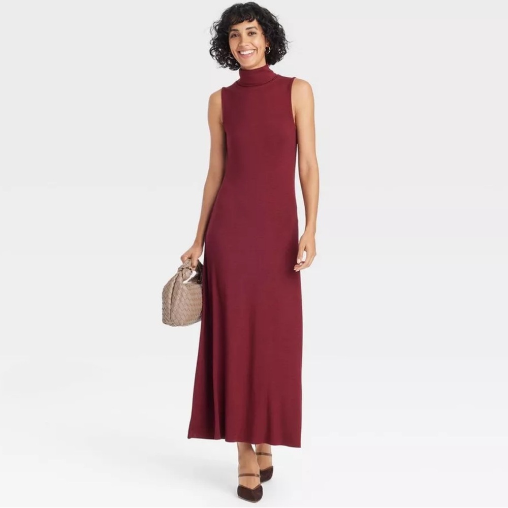 Women's Knit Midi Shift Dress - A New Day Black M - Picture 2 of 3